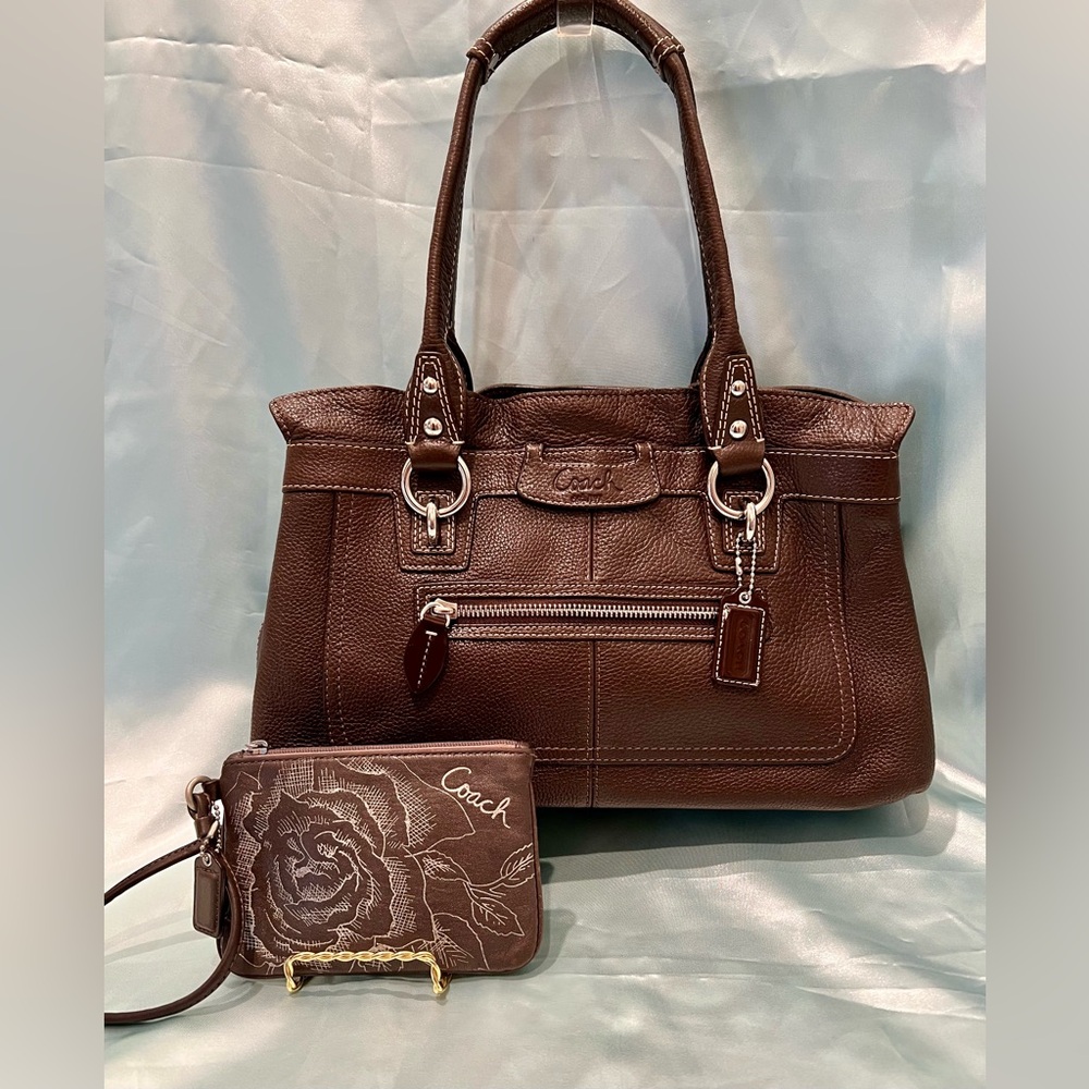 Coach Brown Shoulder Bag with Matching Pouch